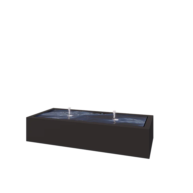 Vandfontæne i aluminium - Lyra - 200 x 80 x 40 cm - RAL9005 mat (sort) - Med LED-belysning