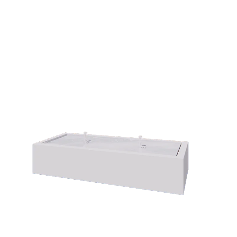 Vandfontæne i aluminium - Lyra - 200 x 80 x 40 cm - RAL9010 mat (hvid) - Med LED-belysning