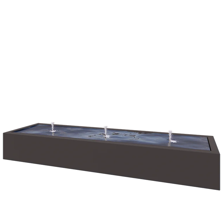 Vandfontæne i aluminium - Lyra - 300 x 80 x 40 cm - RAL7016 mat (antracitgrå) - Med LED-belysning