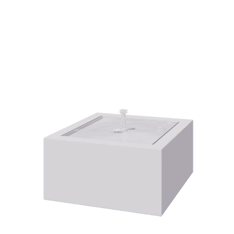 Vandfontæne i aluminium - Lyra - 80 x 80 x 40 cm - RAL9010 mat (hvid) - Med LED-belysning