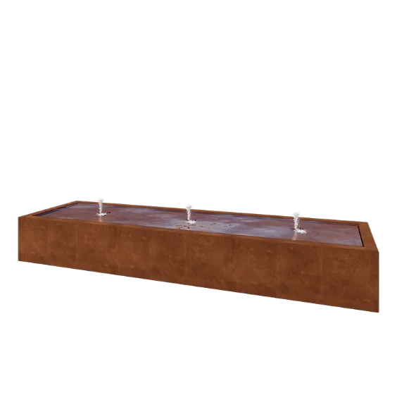 Cortenstål vandfontæne - Lyra - 300 x 80 x 40 cm - Uden LED-belysning